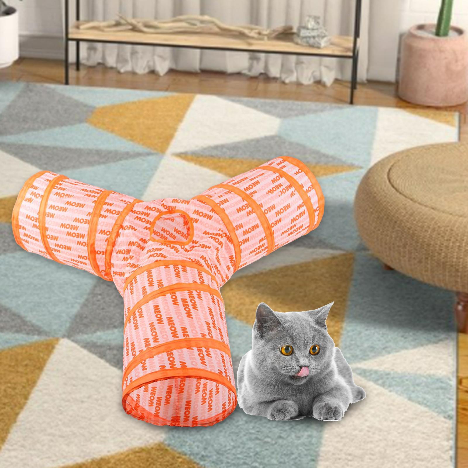 3 Pieces Cat Foldable Tunnel Toy for Bunny Kitten Small Animal Play Tunnel