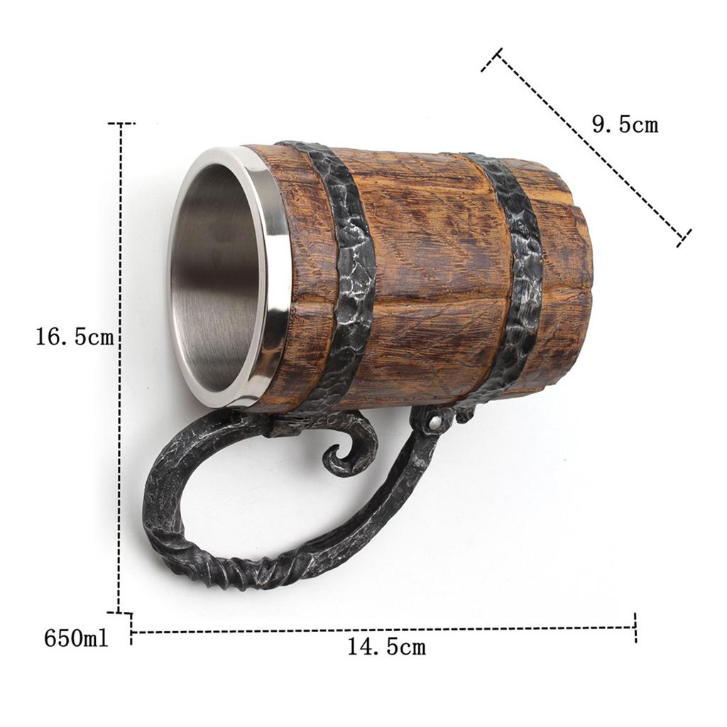 3xStainless Steel Mug Imitation Wood Cup Beer Coffee Cup Christmas Cup Bar