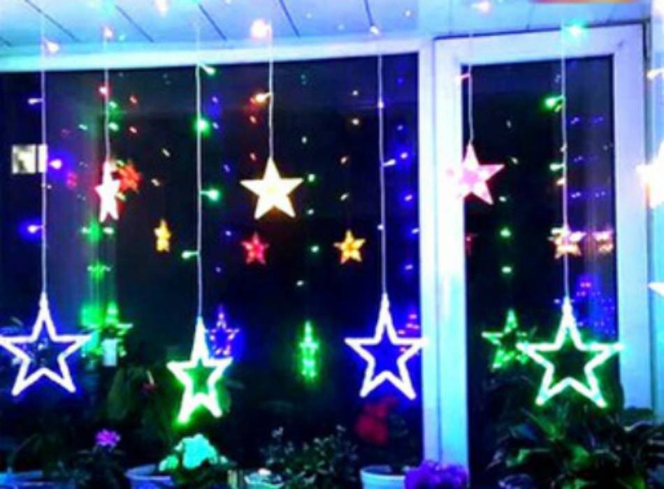 Dây Đèn Hình Ngôi Sao Loại Chớp Nhiều Màu 5 Sao Lớn 5 Sao Nhỏ Dây Dài 5m