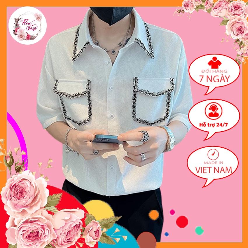 Áo sơ mi nam, Áo sơ mi dài 3/4, phối viền túi phong cách hàn quốc, lịch lãm sang trọng. không nhăn, không phai Mã N49