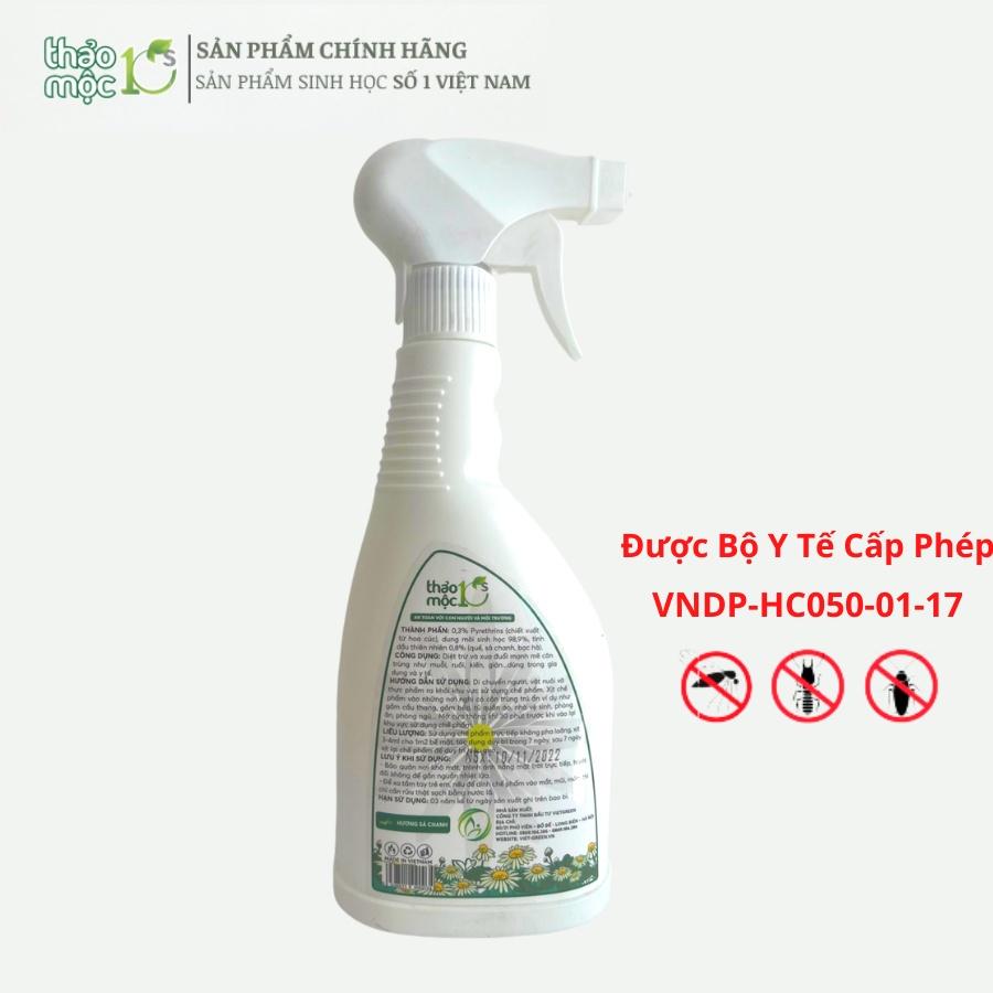 Bình Xịt Diệt Muỗi Kiến Gián Mối Sinh Học THẢO MỘC 10S Chai 500ml