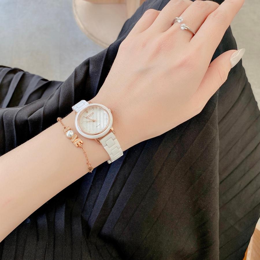 Đồng Hồ Nữ Chính Hãng Julius Cao Cấp Dây Đá Ceramic Mặt Tròn Chống Nước Kính Sapphire Đường Kính 30mm JS-062A