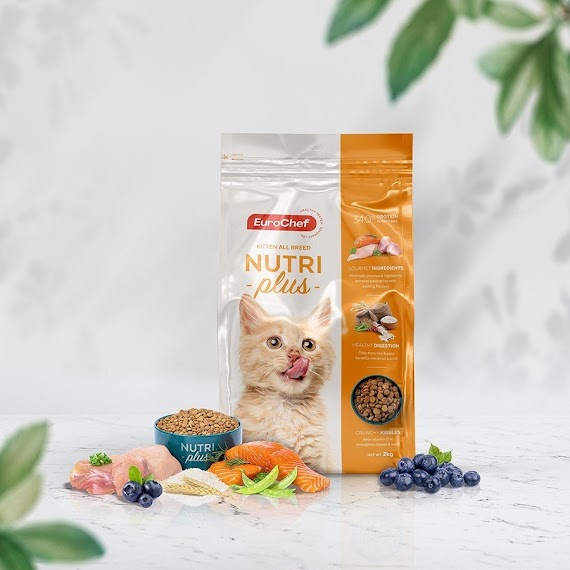 Hạt Eurochef Nutri Plus Adult Cat, Kitten Cat cho Mèo Trưởng Thành, Mèo Con nhập khẩu Châu Âu Túi 500g