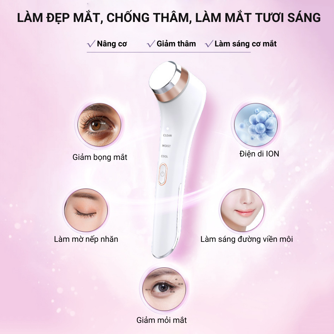 Máy Massage Mắt Nóng Lạnh ION C816 Cầm Tay Mini, Mát Xa Giảm Thâm Quầng Mắt, Bọng Mắt, Nếp Nhăn, Đẩy Sâu Dưỡng Chất