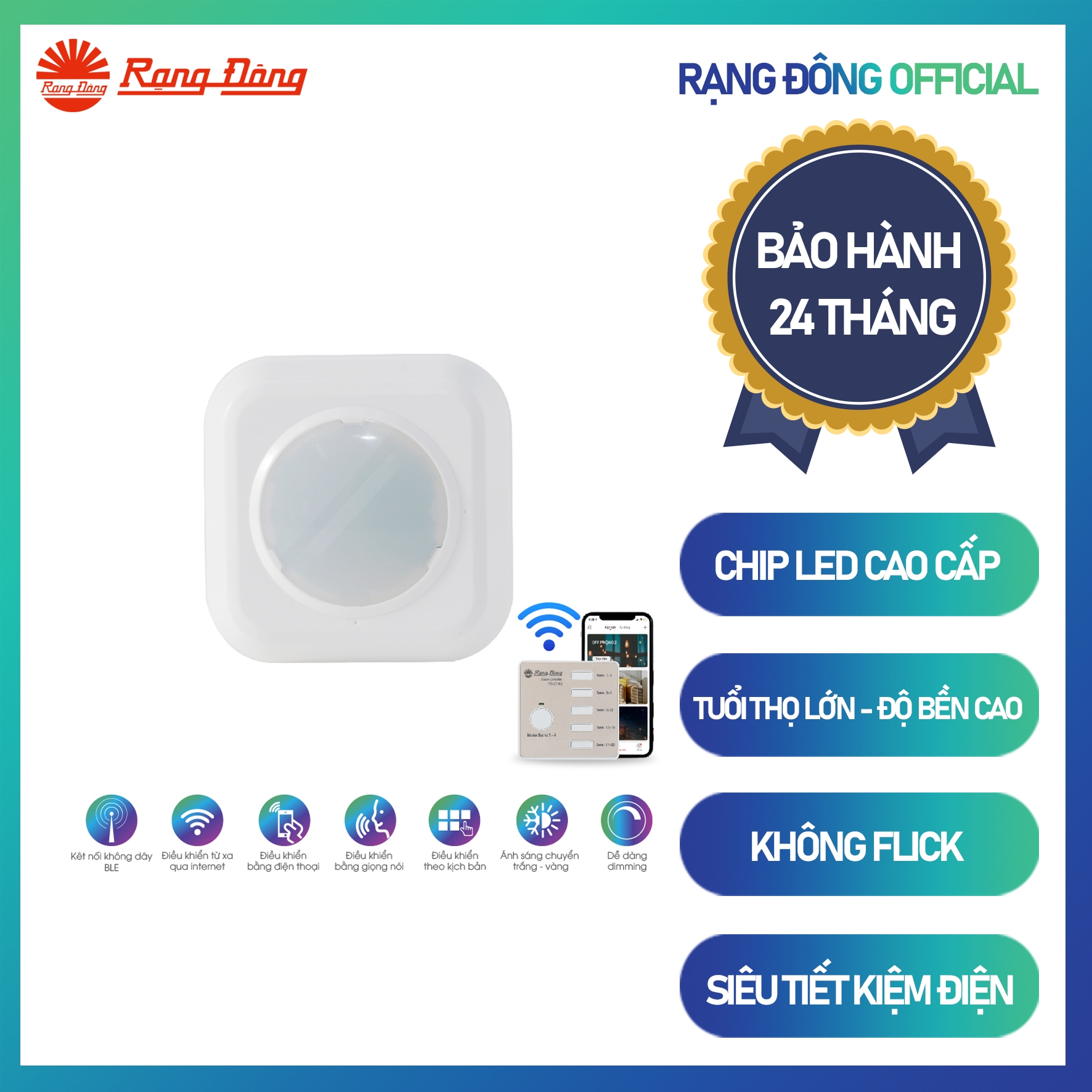 Bộ cảm biến ánh sáng của đèn Rạng Đông kết nối Bluetooth model CB03.LS.BLE (DC)