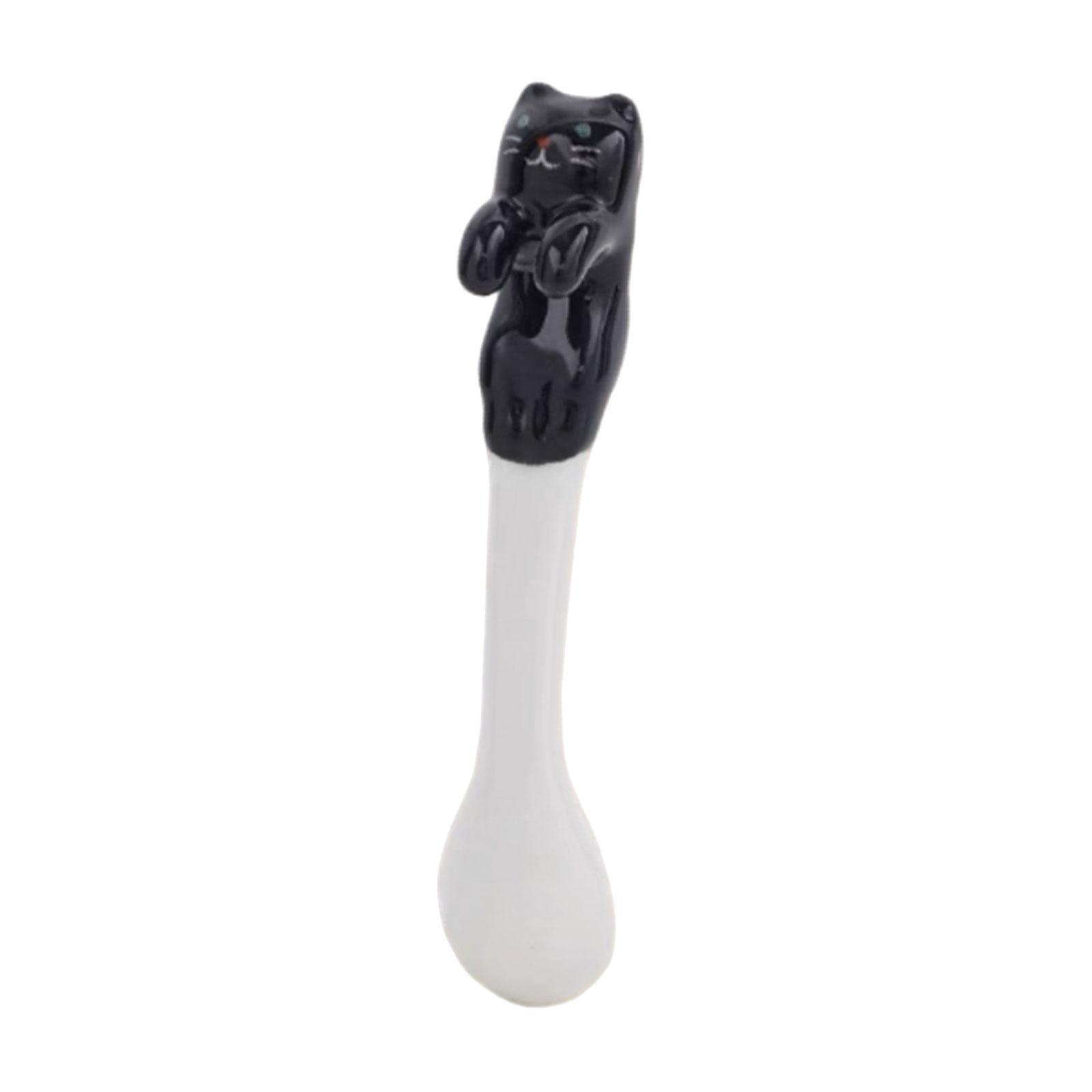 Hanging Coffee Spoon, Small Cat Animal Spoon, Kitchen Tools Ice Cream Flatware Ceramic Cat Spoon, Hangable Tea Spoon, for Kitchen Restaurant