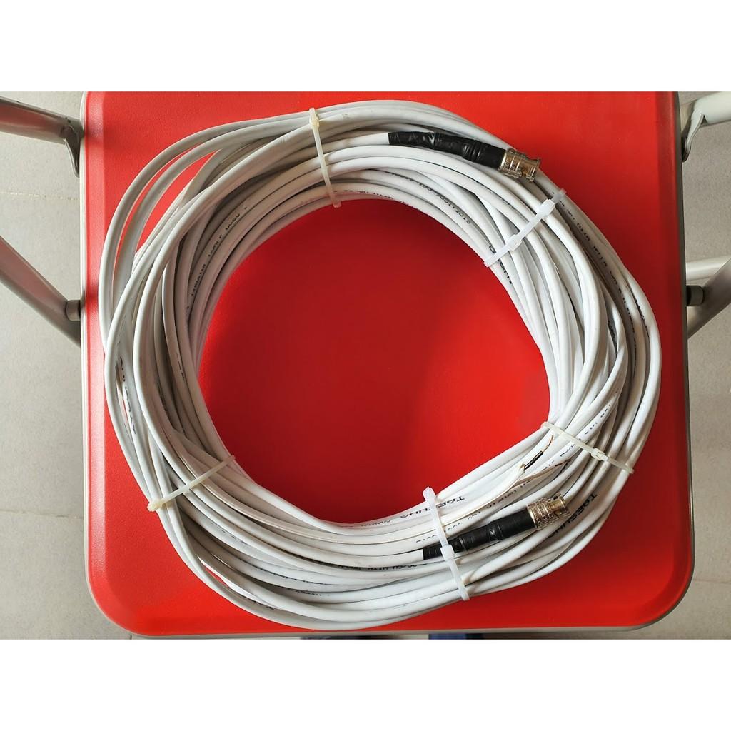 Dây Camera cáp đồng trục liền nguồn RG59+2C đồng nguyên chất 50m - đã bấm sẵn 2 đầu