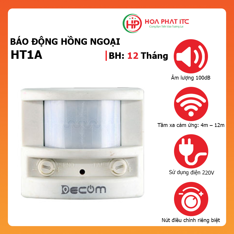 Báo động hồng ngoại HT1A dùng điện 220v Hỗ trợ còi hú phụ và bóng đèn