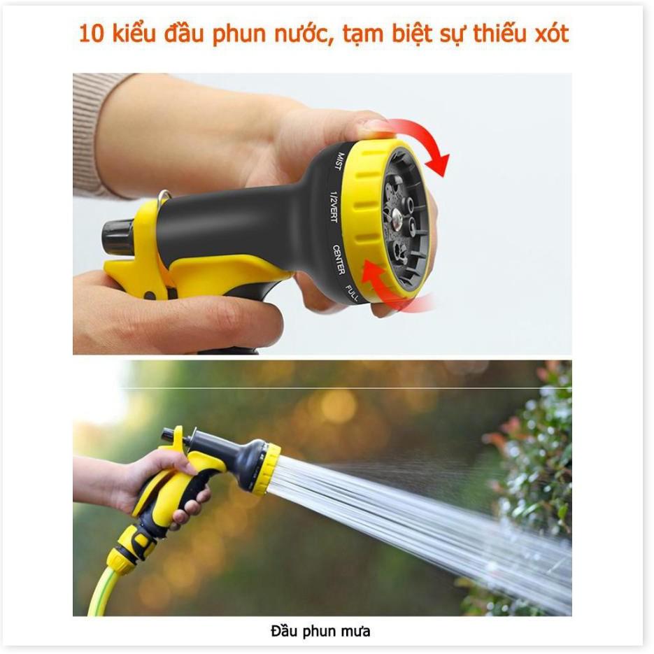 Đầu phun nước với 10 kiểu phun đầu nối + 2m dây