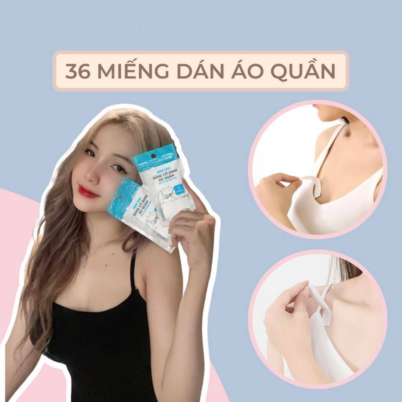 Miếng dán 2 mặt MIUHOME chống hở mép áo mép váy siêu mỏng trong suốt túi 36 miếng - Băng dính cố định quần áo