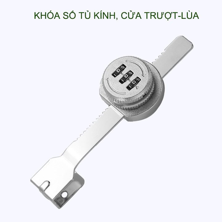 Khóa tủ kính mở bằng 3 mã số có thể thay đổi được, loại cánh không khung mở trượt, lùa