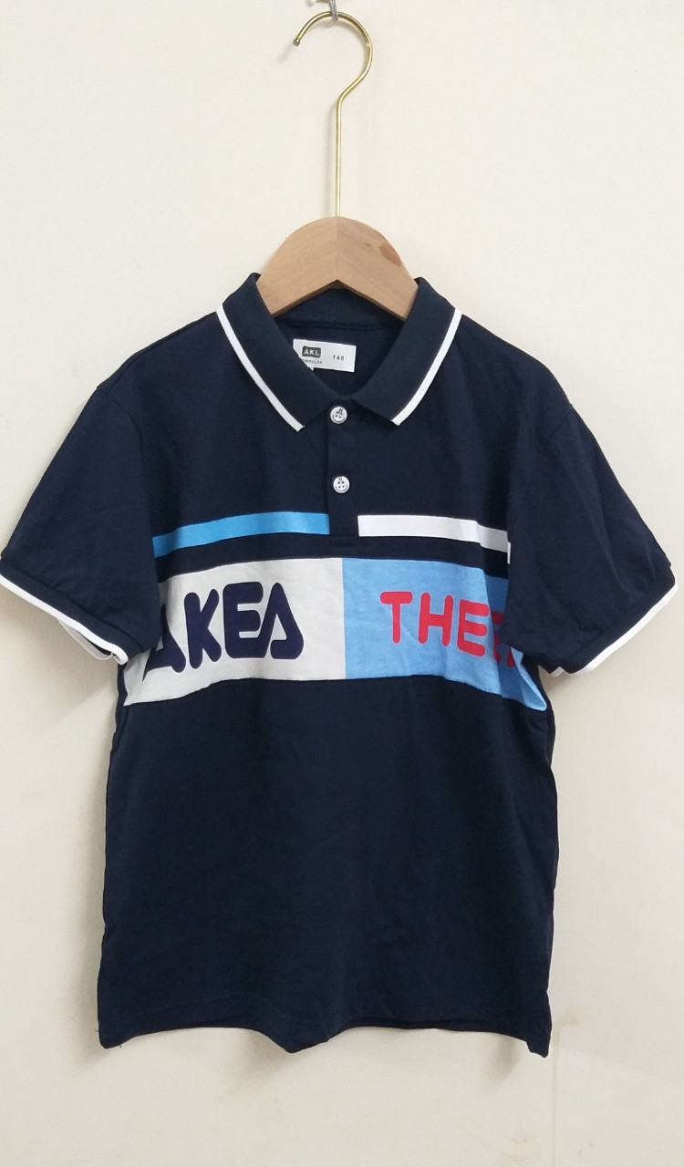 Áo thun cotton có cổ size đại cho bé trai 26-47kg