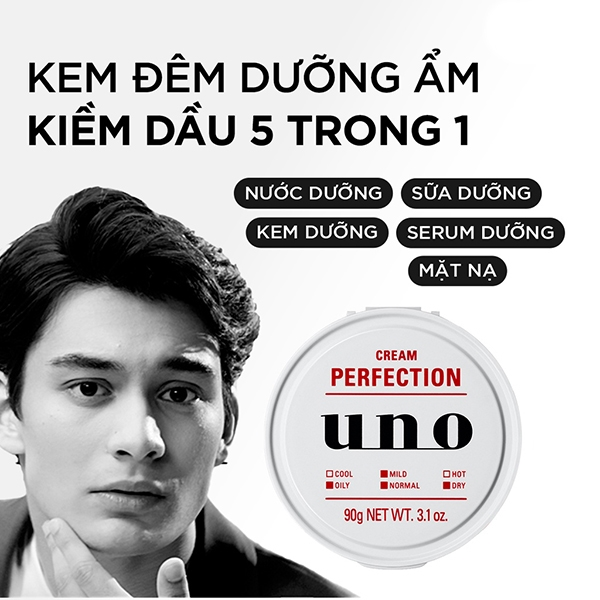 Kem dưỡng da Uno All In One Cream Perfection kiểm soát bã nhờn, chống lão hóa Nhật Bản 90g