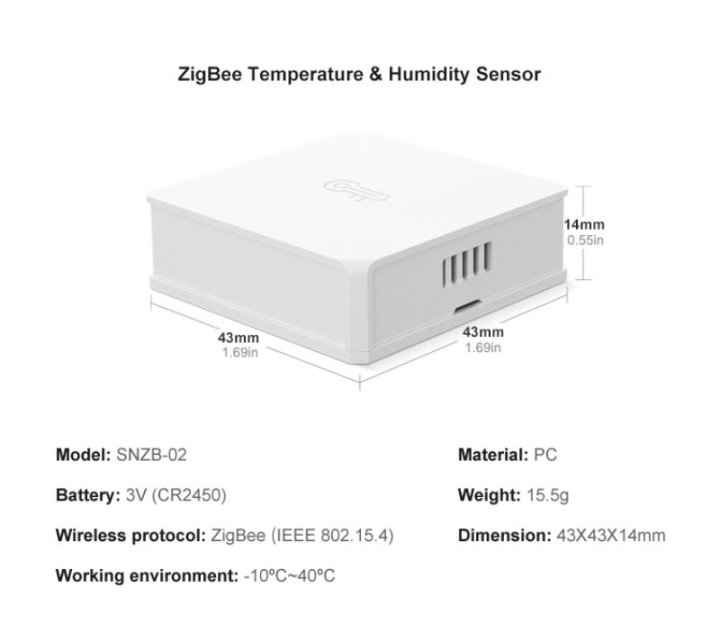 Thiết Bị Cảm Biến Nhiệt Độ Và Độ Ẩm Sonoff Zigbee - SNZB02