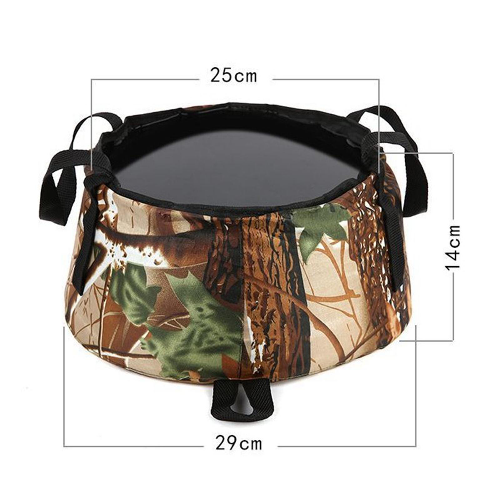 Collapsible Bucket Foldable for Camping with Bag Wash Basin Camouflage