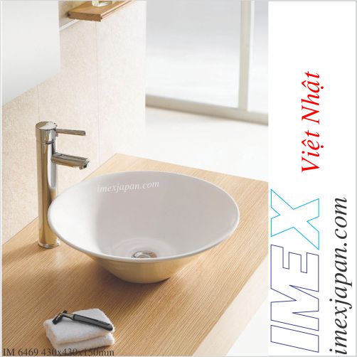 Chậu lavabo đặt bàn men sứ phủ nano cao cấp chống bám bẩn IMEX IM 6969