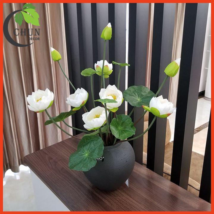 Hoa Giả - Cành Sen Cung Đình Dài 60cm Gồm 2 Bông 1 Nụ Trang Trí Nhà Cửa