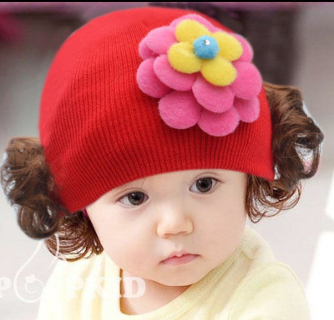 Hình ảnh Mũ len nón len bé gái đáng yêu tóc giả xoăn xinh xắn dona22060501
