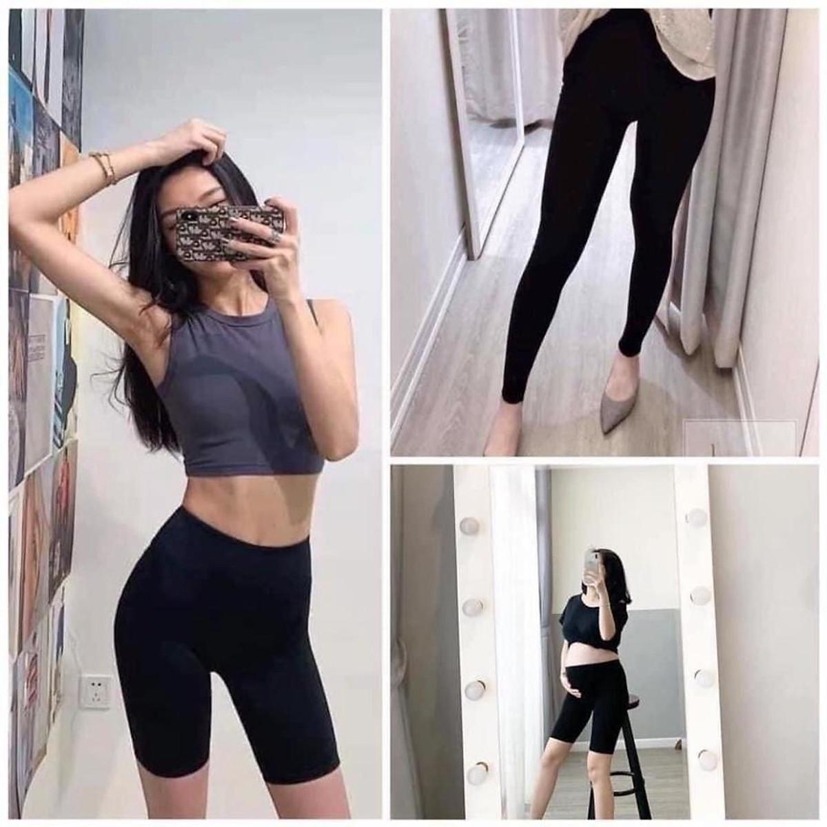 Quần legging thái cuộn tím nhiều dáng hàng đẹp, Quần legging ngố nâng mông siêu hot siêu đẹp aloha