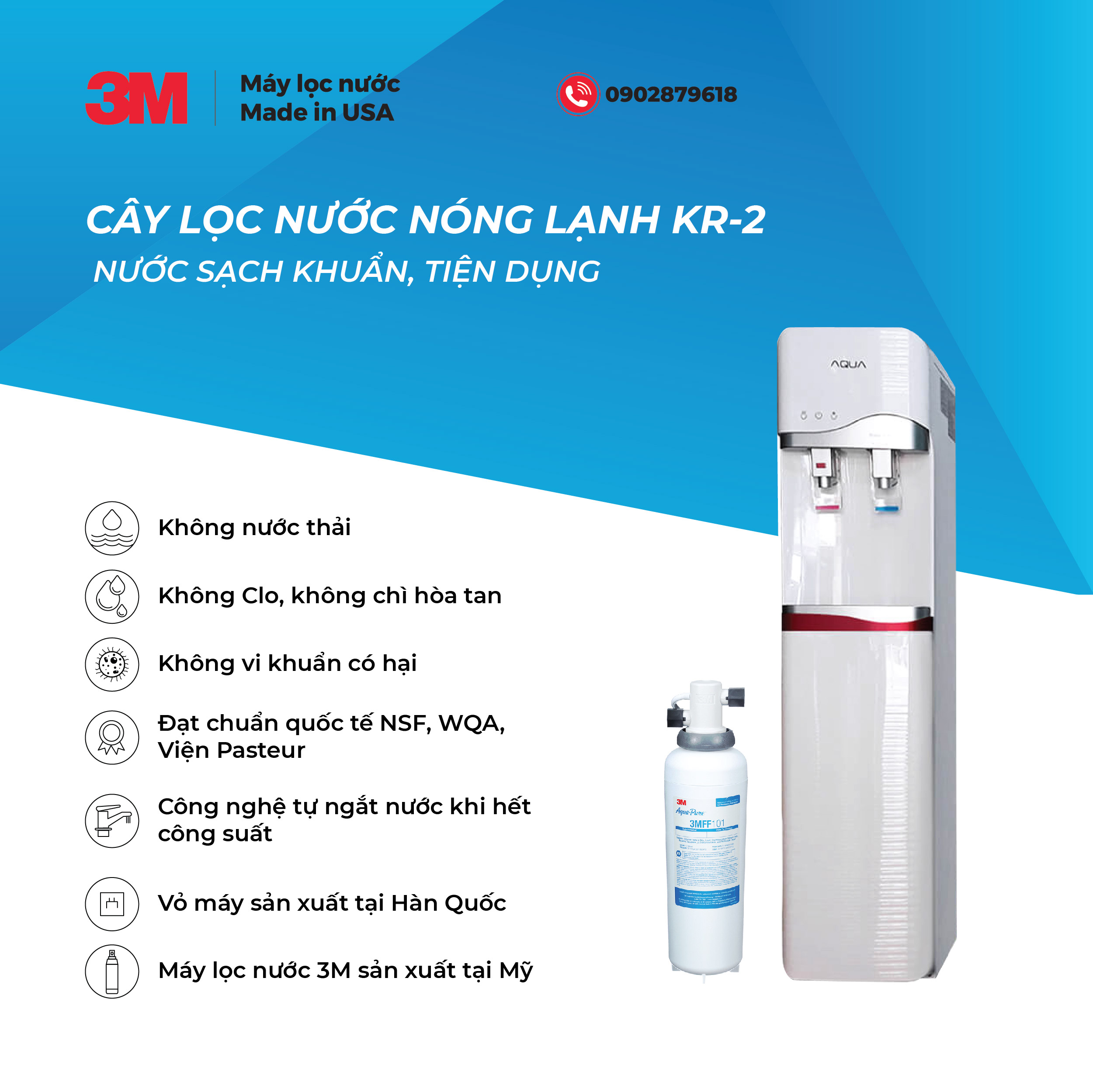 CÂY LỌC NƯỚC NÓNG / LẠNH KR2-2V (SỬ DỤNG 3M FF100) - HÀNG CHÍNH HÃNG 3M