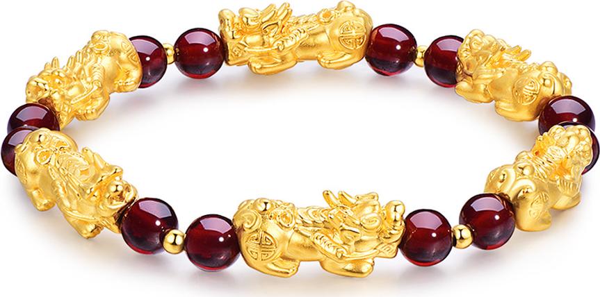Vòng Tay 6 Tỳ Hưu Đá Hồng Thạch Lựu Garnet Tự Nhiên GemBank