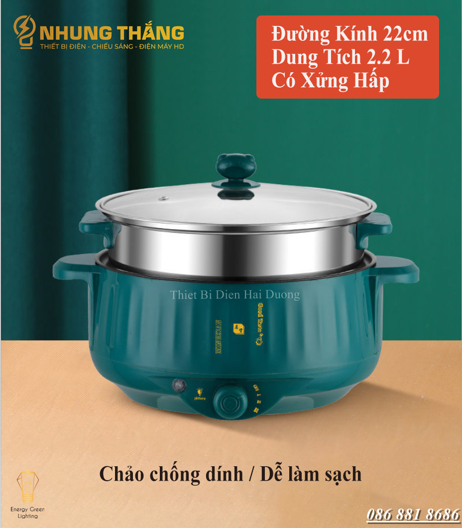 Nồi Lẩu Mini Cắm Điện Đa Năng MX-22A ; MX-26A - Lớp Chống Dính - Phù hợp 2-4 Thành Viên - Tặng Kèm Xửng Hấp - Có Video