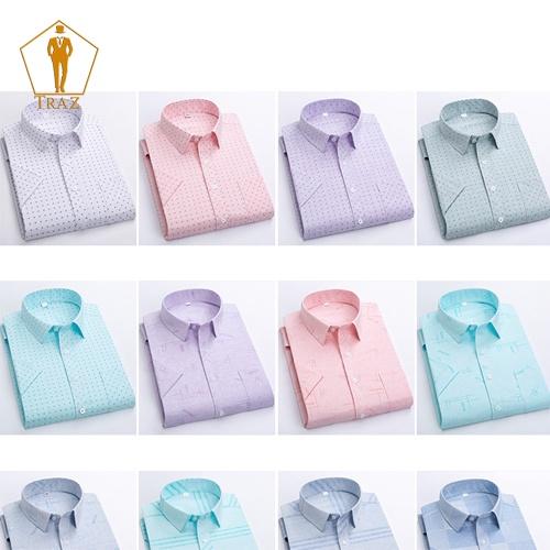 Hình ảnh Áo Sơ Mi Nam Họa Tiết Karo Trung Niên TRAZ Dài, Ngắn Tay Vải Cotton111