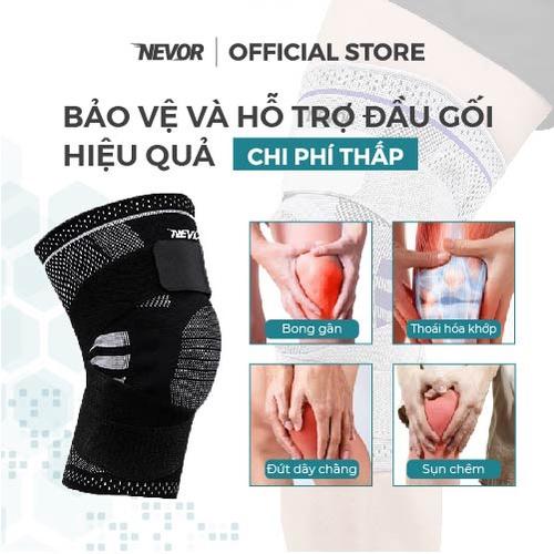 Bó gối thể thao Nevor BDG02 có dây đai tuỳ chỉnh giảm đau, phòng tránh chấn thương dây chằng sử dụng cho gym, bóng đá...