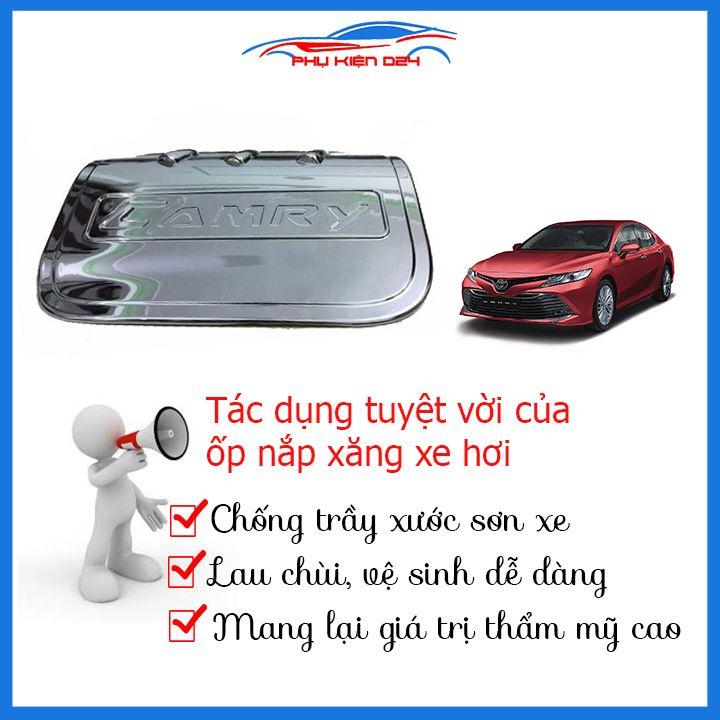 Ốp nắp bình xăng Camry 2019-2020-2021 mạ crom chống trầy trang trí ô tô