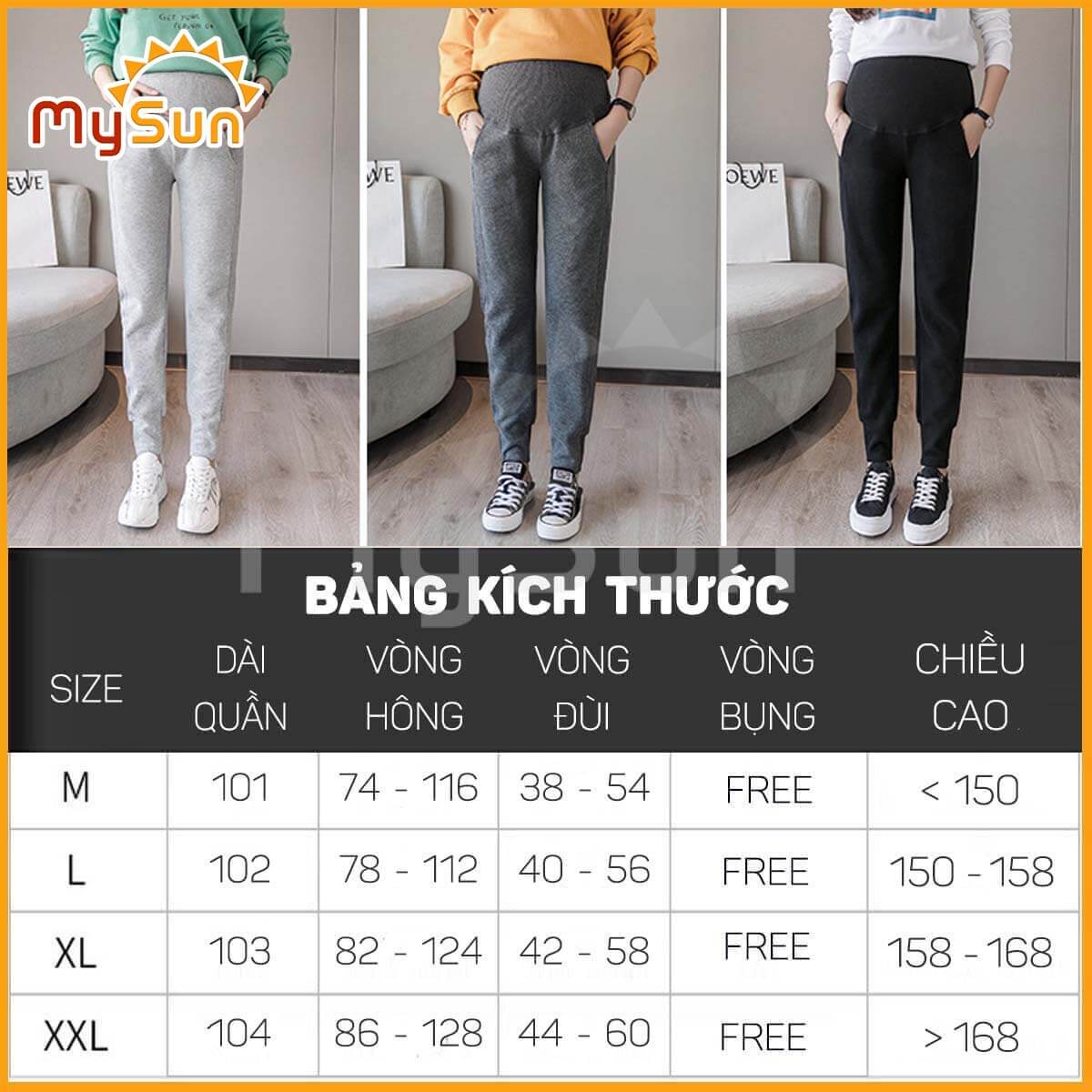 Quần dài nỉ bà bầu mùa Thu Đông đẹp cho bà bầu 0 - 9 tháng mặc đi làm công sở, ở nhà MySun