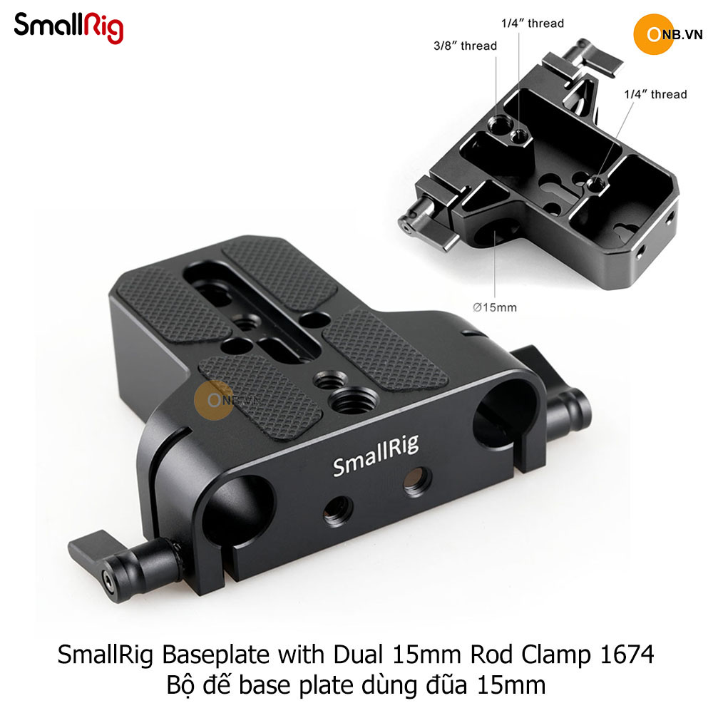 SmallRig Baseplate with Dual 15mm Rod Clamp 1674