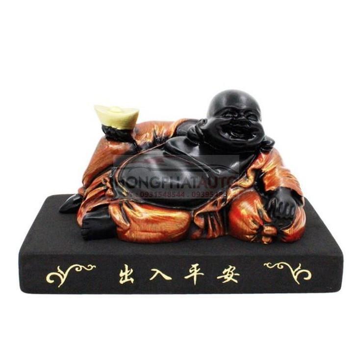 TƯỢNG PHẬT DI LẶC TAY CẦM THỎI VÀNG BẰNG THAN HOẠT TÍNH TRANG TRÍ XE Ô TÔ