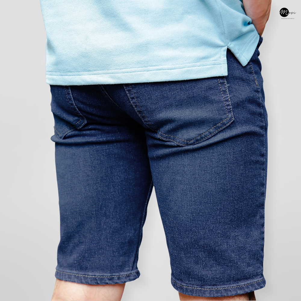 Quần Jean Short Nam Màu xanh đen Cao Cấp Co Giãn Form Dáng Ôm Skinny Trẻ Cực Cool