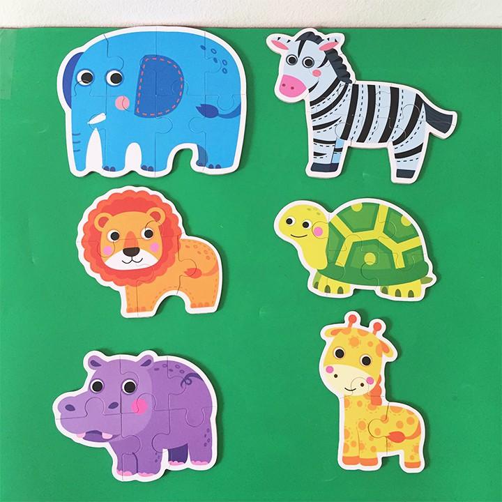 Đồ Chơi Xếp Hình, Bộ Ghép Hình Puzzle Bằng Gỗ Size To 6 Chủ Đề Động Vật Cho Bé, Phát Triển Trí Tuệ Cho Trẻ