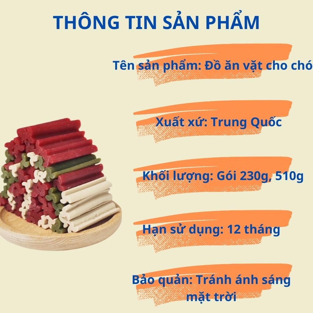 Đồ ăn vặt, bánh thưởng PET SNACKS sạch răng, an toàn, bổ dưỡng cho thú cưng  - gói 230g, 510g