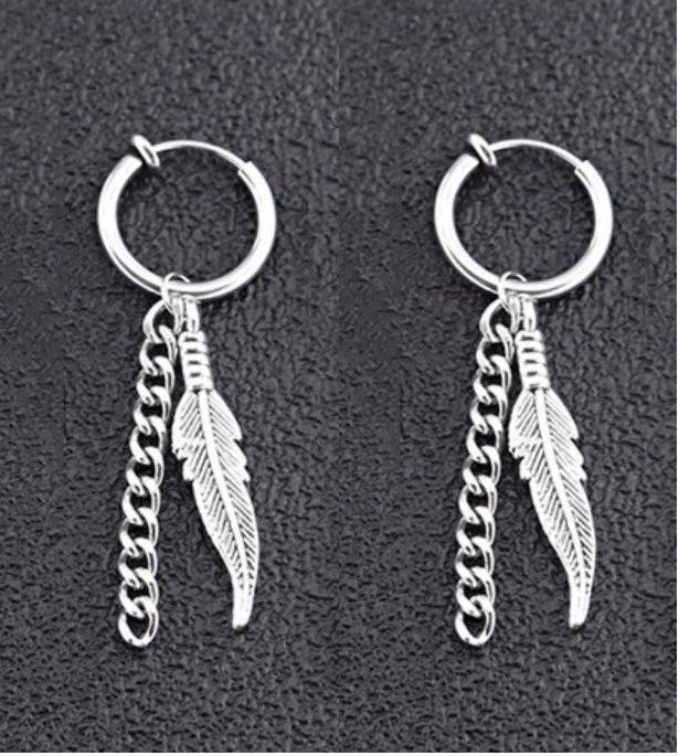 Bông Tai Nam Loại Kẹp Ko Cần Bấm Lỗ Tai Titan Ko Đen Cao Cấp TT 1868 - 1 Cặp