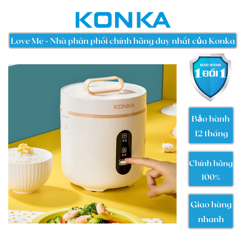 Nồi Cơm Điện Mini Đa Năng Konka KRC-16JX21 350W 1.6L Nấu Được Nhiều Món - Hàng Chính Hãng