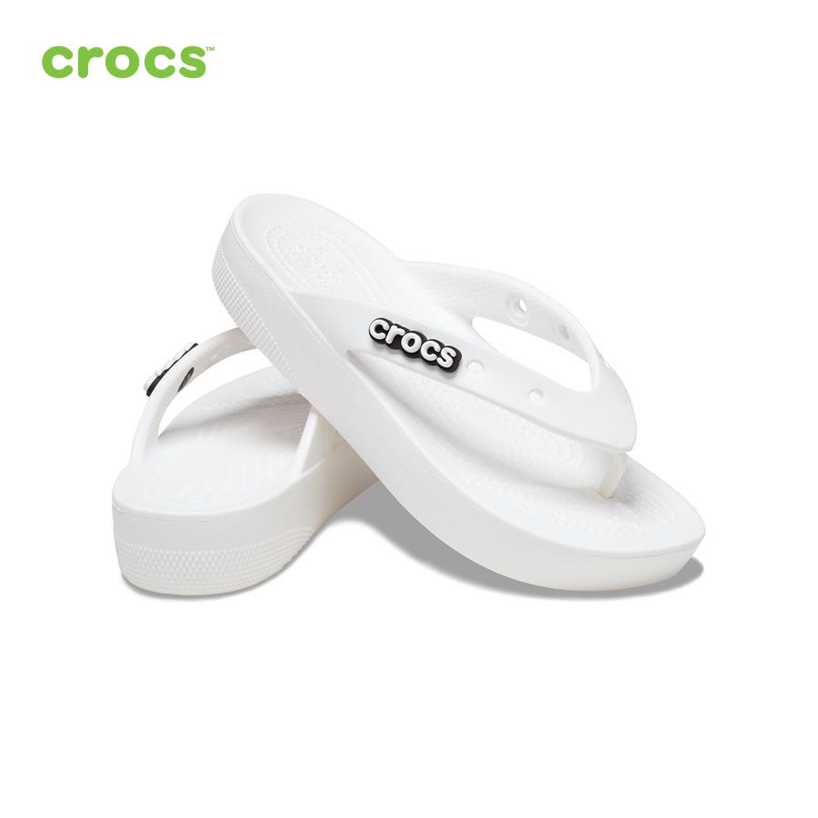 Dép xỏ ngón nữ Crocs FW Classic Flip Platform W White - 207714-100