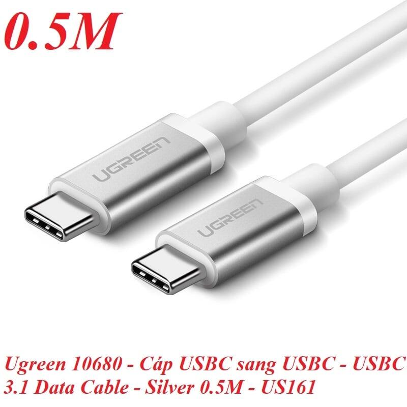 Ugreen UG10680US161TK 0.5M màu bạc Cáp TypeC (3.1) Data cao cấp - HÀNG CHÍNH HÃNG