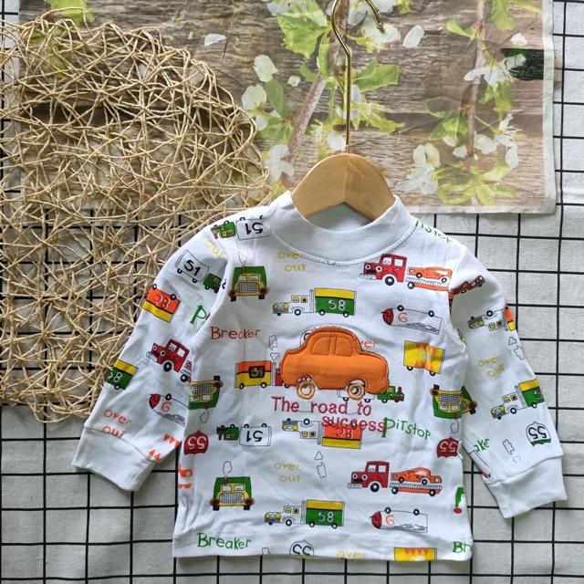Áo nỉ cotton hình ô tô cho bé trai