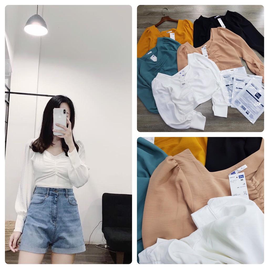 Áo đũi tằm GU nhún ngực