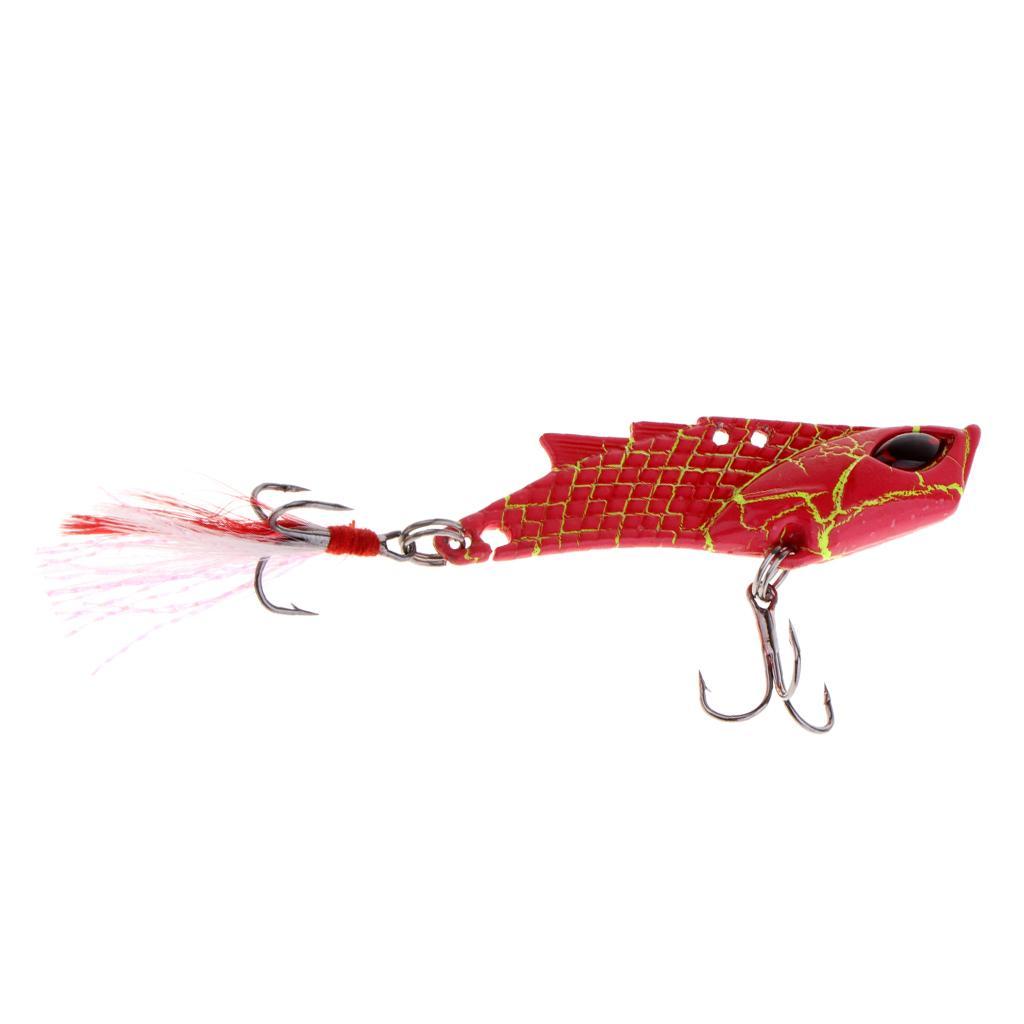 Metal VIB Fishing Lure Spinners Spoons Hard Bait Crankbaits with Feathers Treble Hooks