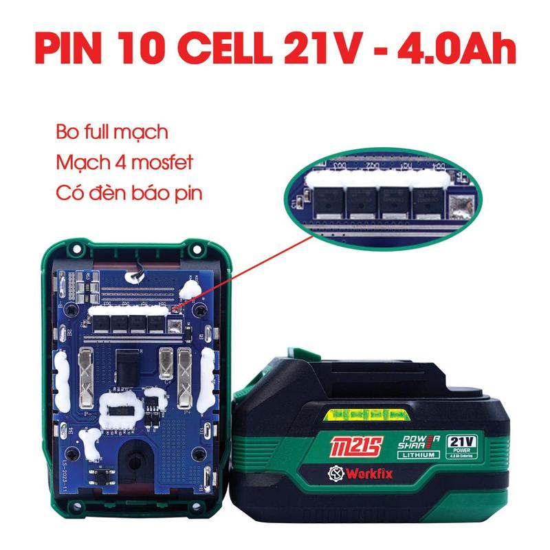 Máy Siết Bulong Workfix 650N.m 2 Pin 21V/4Ah PLUS - IW650NBL - Lực Siết 650N mở ốc lớn  - 4 Cấp Tốc Độ - Motor Brushless - Chân Pin Phổ Thông PLUS - Bảo Hành Chính Hãg 6 Tháng