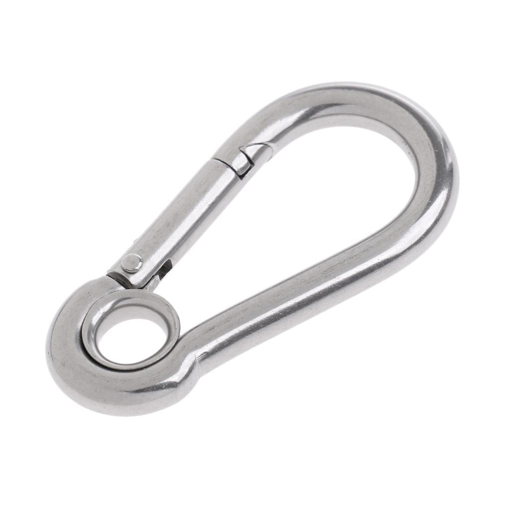 2pcs Stainless Steel Climbing Carabiner Clip Hook with Eye for Climbing/ Hiking 80 x 40mm Thickness 8mm