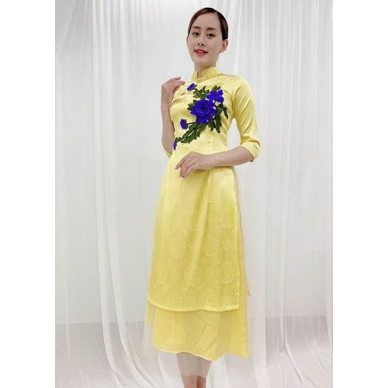SET ÁO DÀI CÁCH TÂN THÊU HOA MẪU ĐƠN