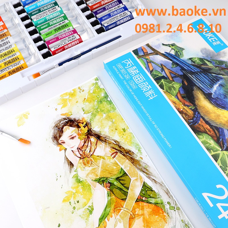 Màu nước Acrylic 24 màu Baoke WP 801 - 24