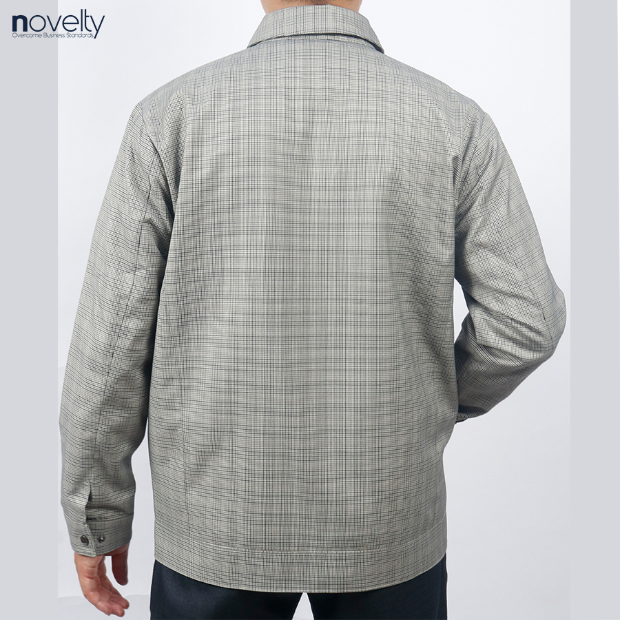 Áo Jacket nam 2 lớp cổ bẻ Novelty Casual caro nhỏ màu xám NJKMCNMT3B2305682