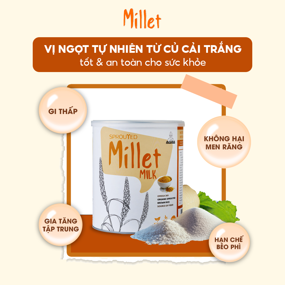 Sữa Hạt Millet 700g x4 Hộp (2.8kg) Vị Kê Tự Nhiên Cho Trẻ Từ 3 Tuổi &amp; Người Lớn Sữa Hữu Cơ Bổ Sung Dinh Dưỡng Toàn Diện