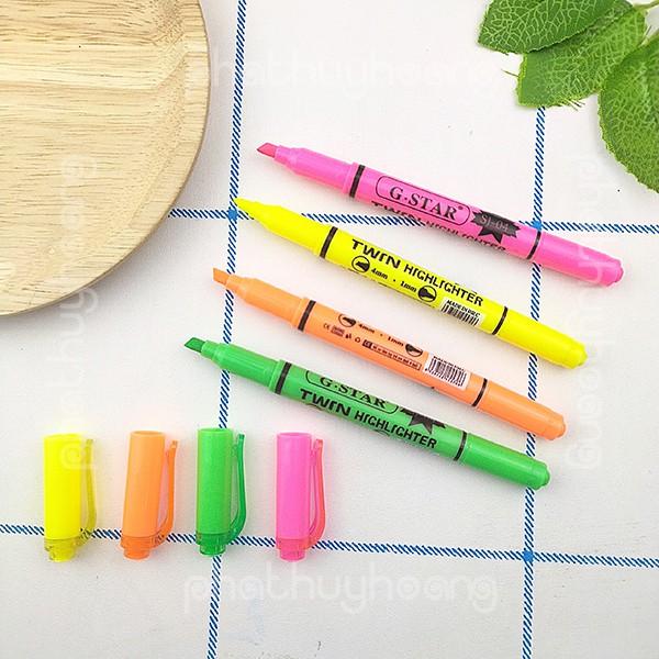 Bộ 4 bút highlight, 4 bút dạ quang 4 màu 2 đầu