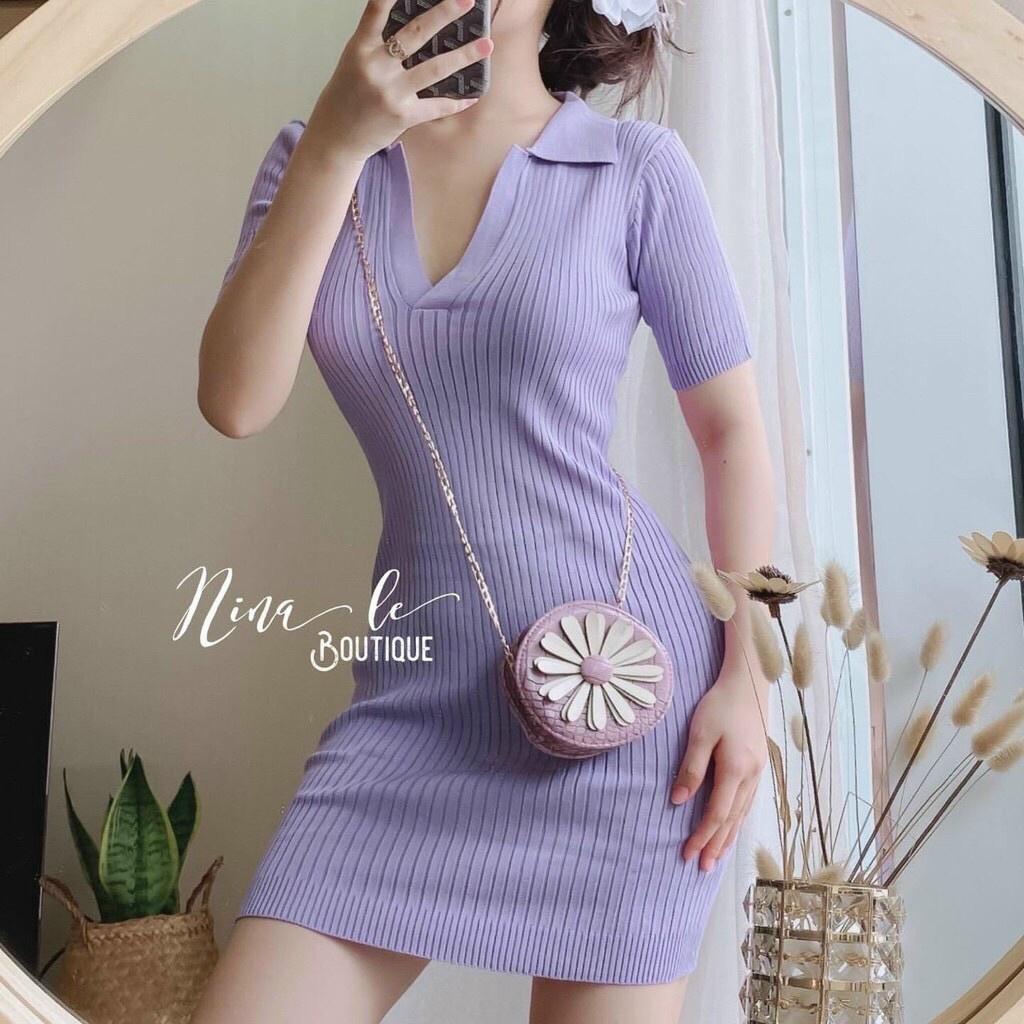 Đầm body thun cổ sơmi xinh xắn